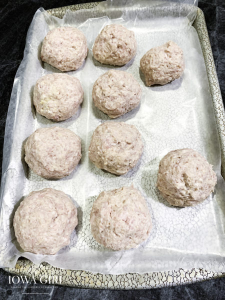 ham balls on baking sheet prior to baking